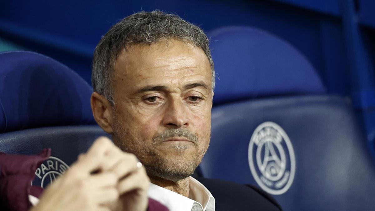 Luis Enrique, el técnico del PSG, en el banquillo del Parque de los Príncipes. Luis Enrique, el técnico del PSG, en el banquillo del Parque de los Príncipes.