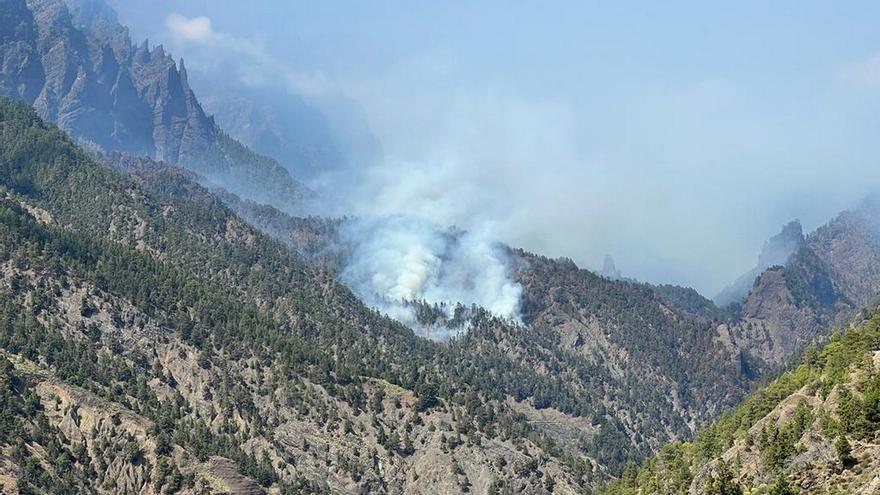 Los trabajos nocturnos contra el incendio de La Palma resultan &quot;satisfactorios&quot; y no hay llamas visibles