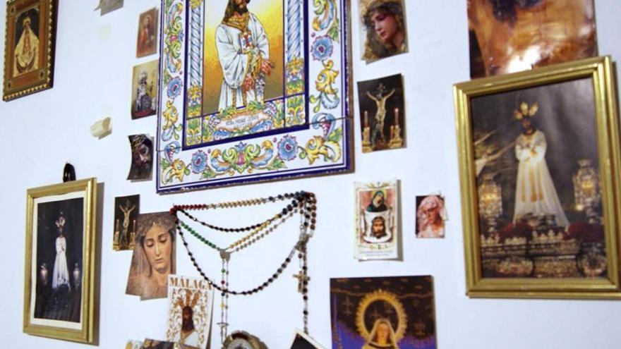 Imagen del altar al Cautivo que se encuentra en el estadio de La Rosaleda.