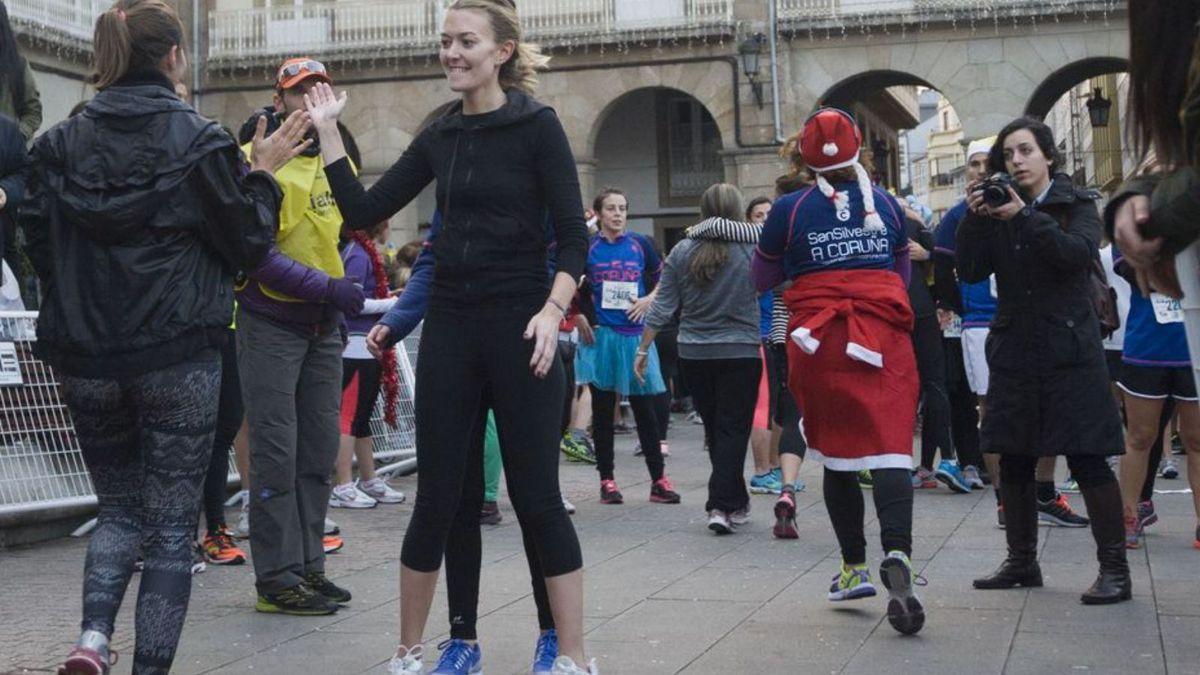 Marta Ortega, al finalizar el recorrido de la San Silvestre A Coruña en 2015.