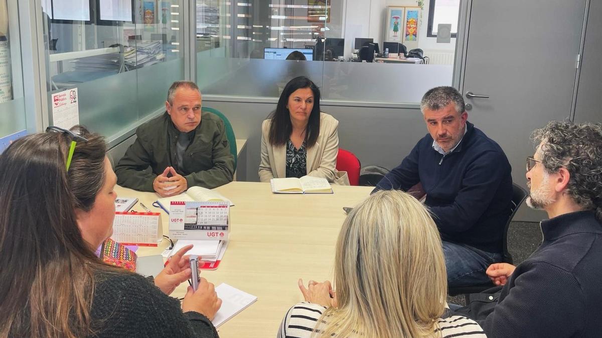 La runió de la candidatura gironina d’Esquerra Republicana amb Comissions Obreres i UGT a les comarques gironines.