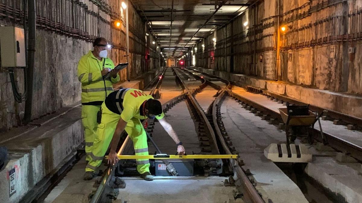 Trabajos de mantenimiento del metro de Málaga