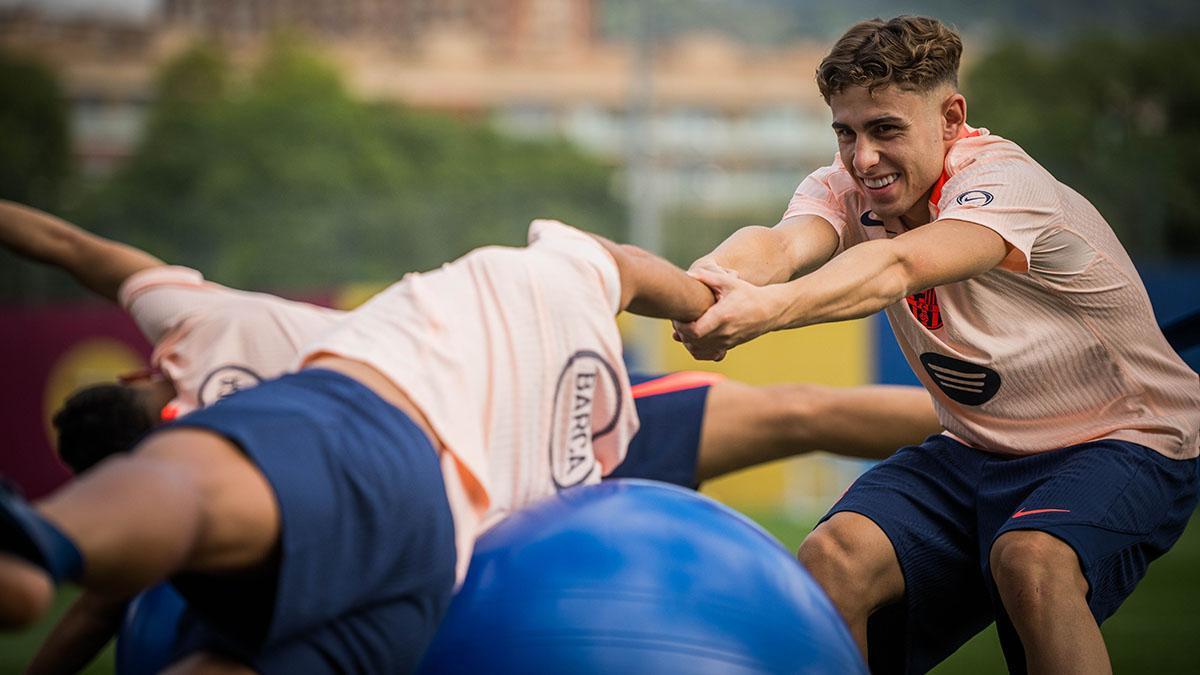Fermín durante el entreno de recuperación que ha realizado el Barça