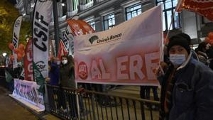 Protestas de los trabajadores de Unicaja.