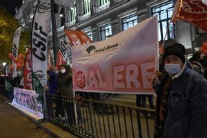 Protestas de los trabajadores de Unicaja.