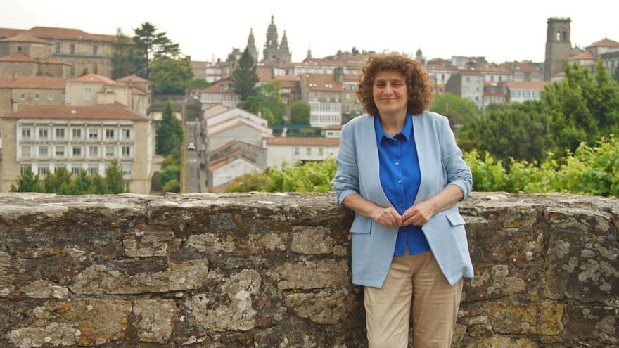 La candidata nacionalista Goretti Sanmartín, ayer, en uno de los miradores del parque de Belvís