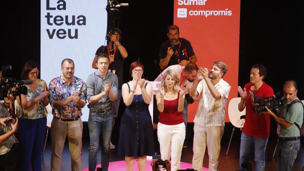 Díaz protagoniza el acto de Compromís-Sumar en València, en la pasada campaña.