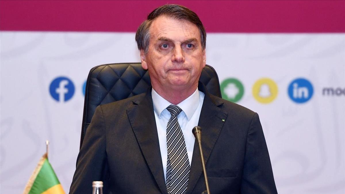 El presidente de Brasil, Jair Bolsonaro, durante un acto en Catar este lunes.