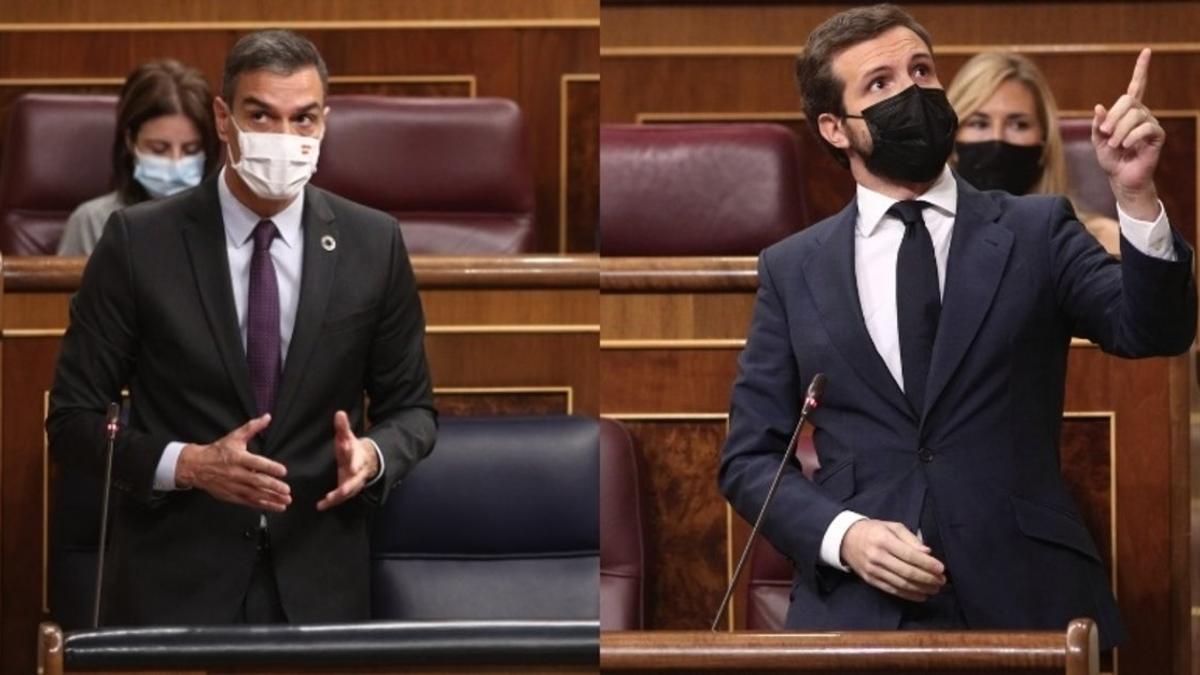 Pedro Sánchez y Pablo Casado, en uno de sus enfrentamientos en el Congreso.