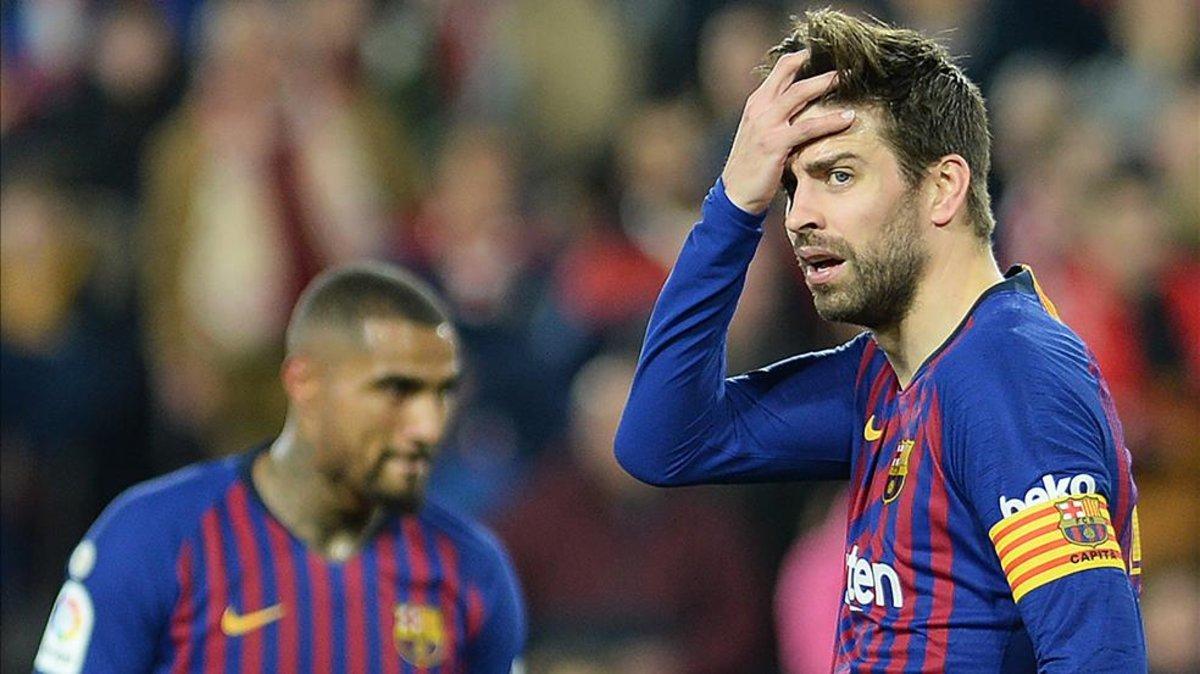 La cara de Piqué refleja la decepción del Barça