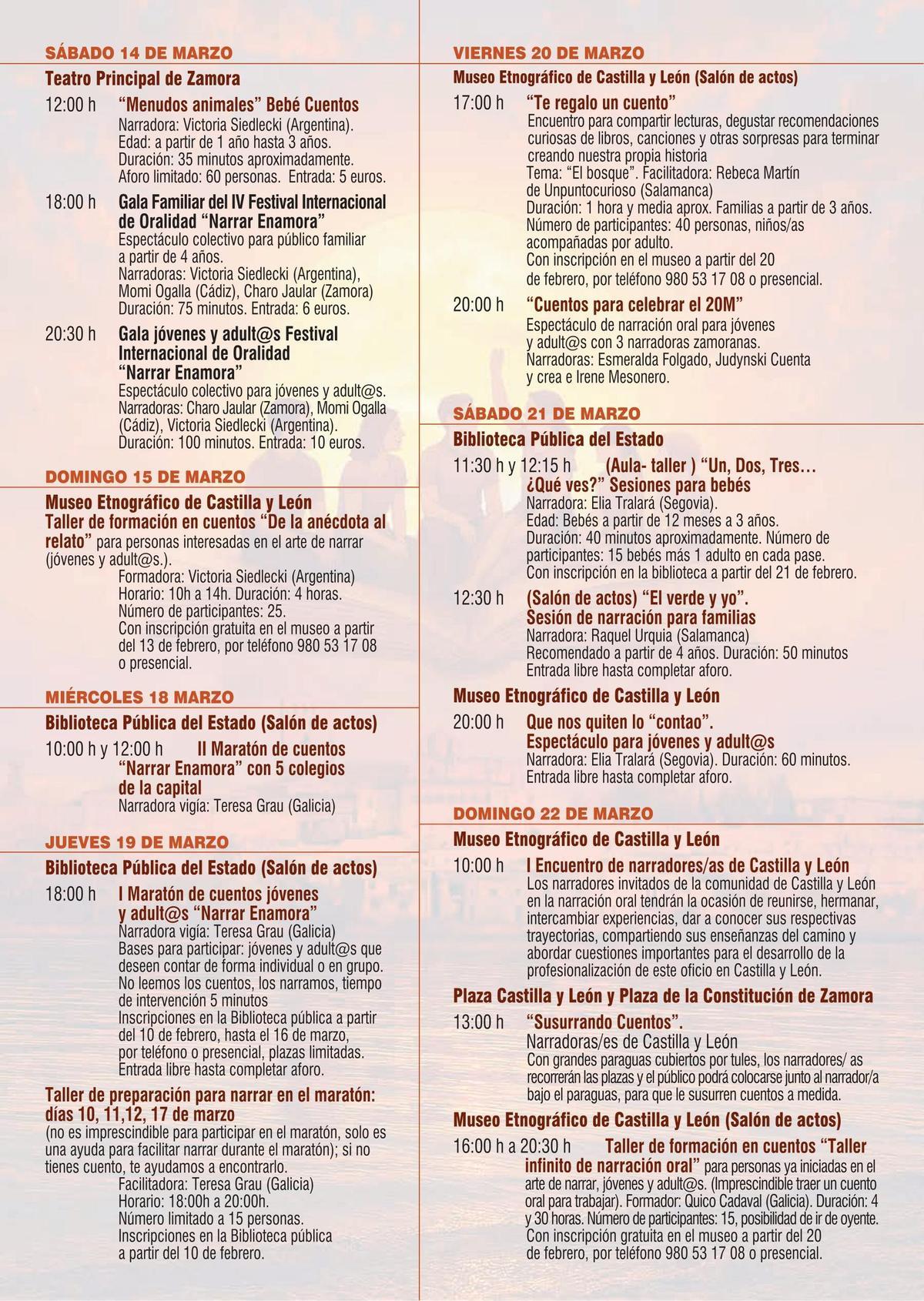 Programa de "Narrar enamora".