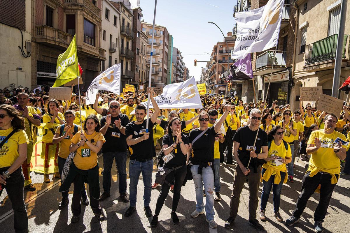 Manifestació de docents a Manresa, el mes passat