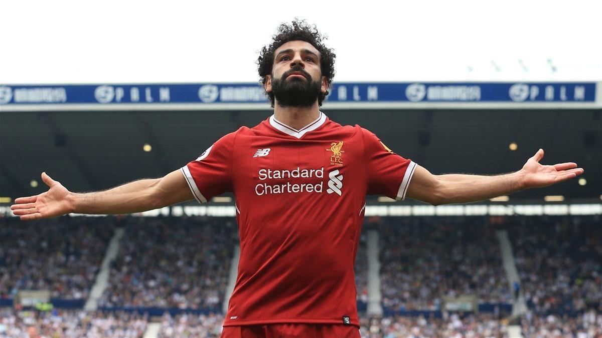 Mohamed Salah celebrando un gol con el Liverpool