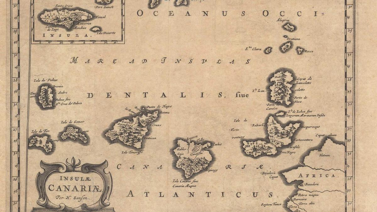 Imagen de cartografía de Canarias donde se incluyen las Islas Salvajes.