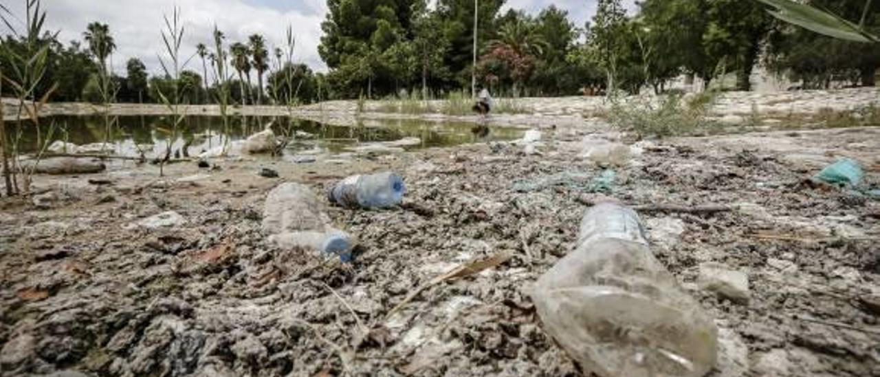 Suciedad y basura en el lago del PERI