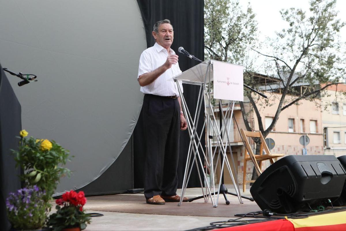 Antonio Martos en el acto de homenaje a su hermano, Cipriano Martos en Sabadell