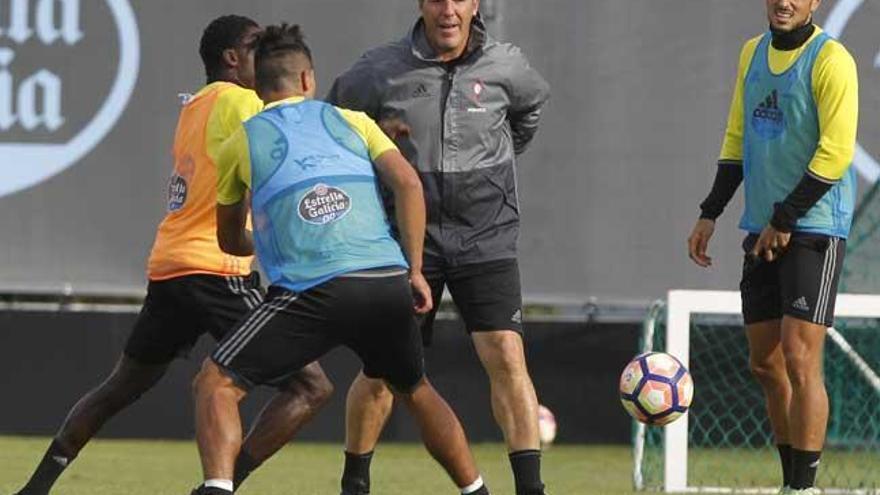 Entrenamiento de los celestes esta mañana. // Ricardo Grobas