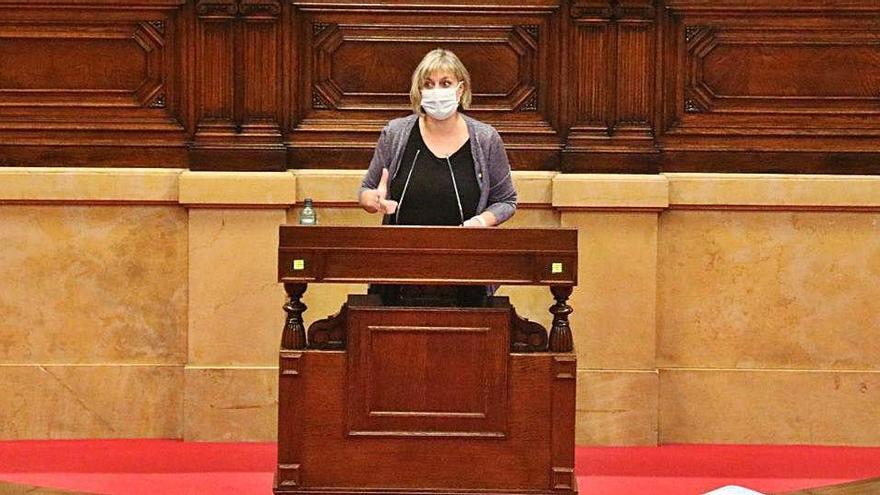 Alba Vergés, durant el ple monogràfic al Parlament