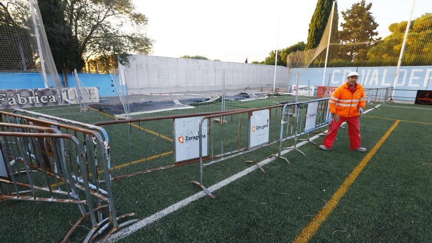 El Valdefierro ve la luz al final del túnel tras cuatro meses sin campo de fútbol por la tormenta