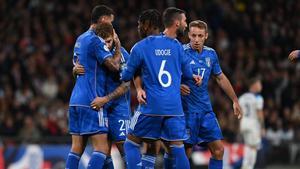 Los jugadores de Italia, celebrando un gol contra Inglaterra
