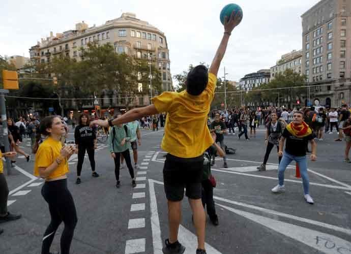 Manifestación independentista en el Paseo de Gracia de Barcelona