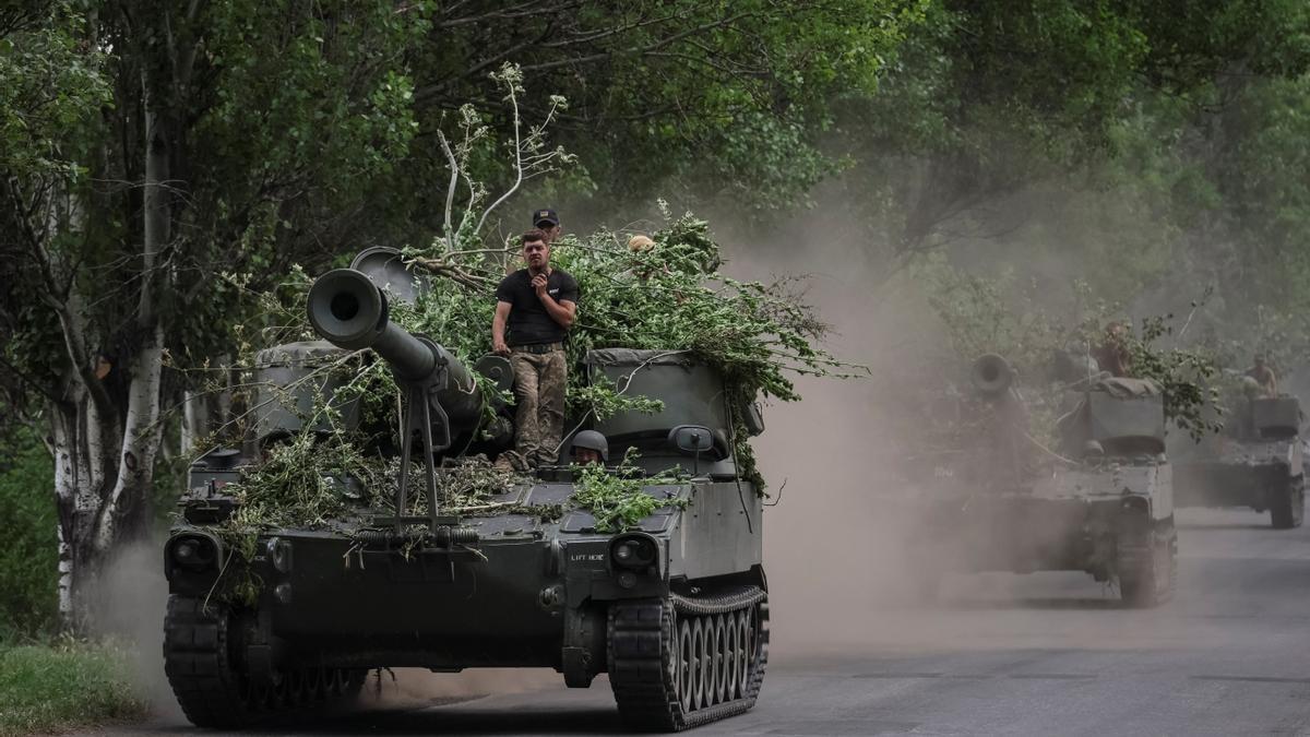 Blindados de las tropas de Ucrania en la región de Donetsk.