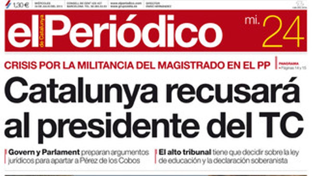 La portada de EL PERIÓDICO DE CATALUNYA del miércoles, 24 de julio.