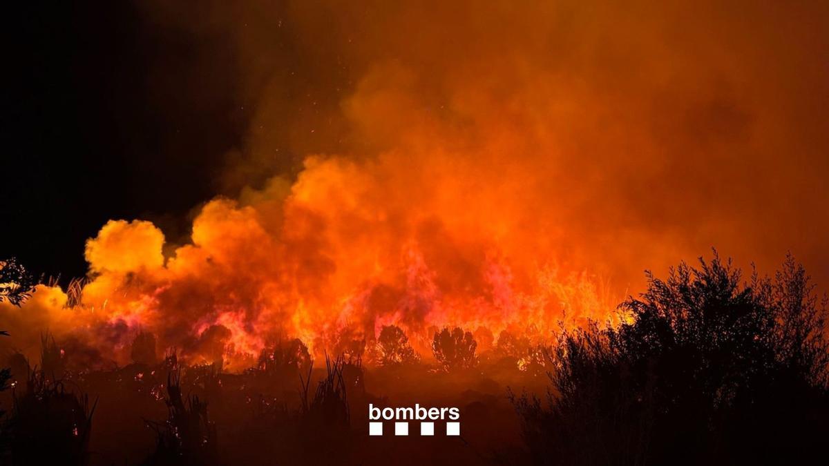 Los Bombers de la Generalitat consiguieron apagar las llamas del incendio en la playa de Viladecans pasadas las 23 horas del 4 de agosto
