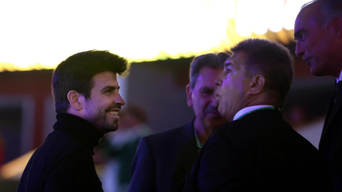 Joan Laporta y Gerard Piqué en Málaga durante la disputa de la Copa Davis 2022