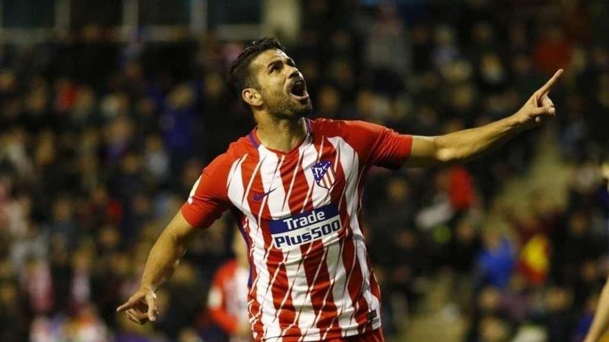 Diego Costa celebra un gol con el Atlético de Madrid.