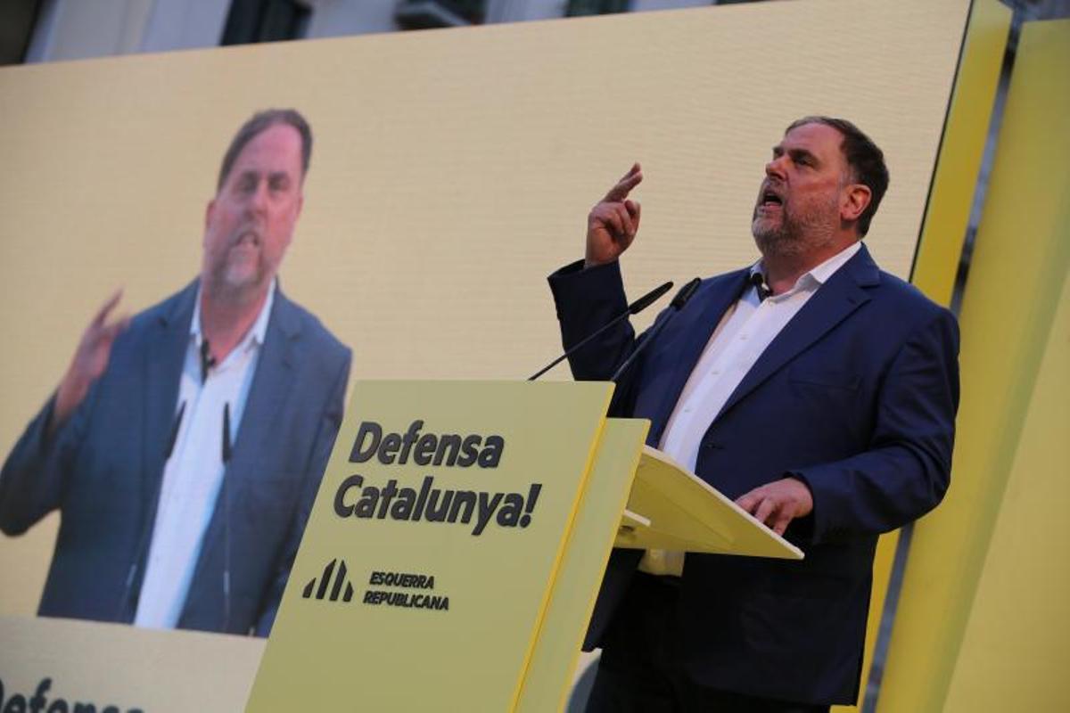 Oriol Junqueras en el mitin central de campaña de ERC