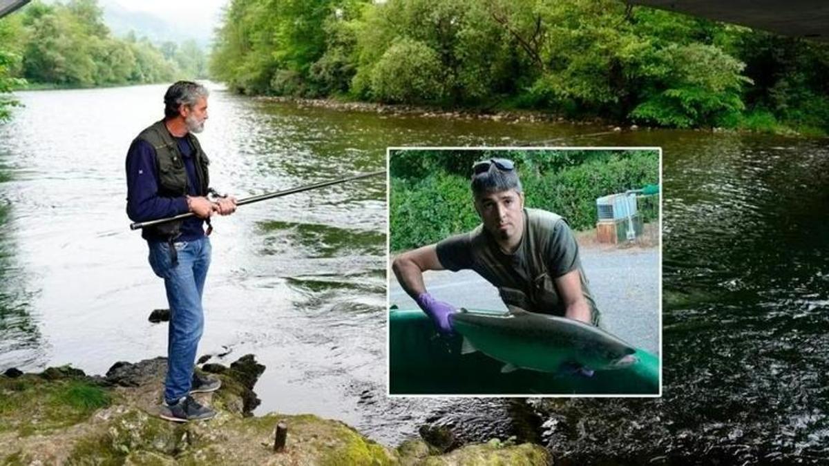 Un pescador en un lance. En el recuadro, el joven salense fallecido al que se dedica la donación.