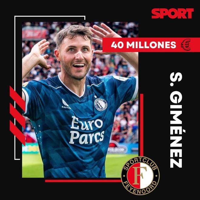 Santiago Giménez (22 años) ha marcado 15 tantos en solo 12 partidos con el Feyenoord y ya tiene muchos pretendientes