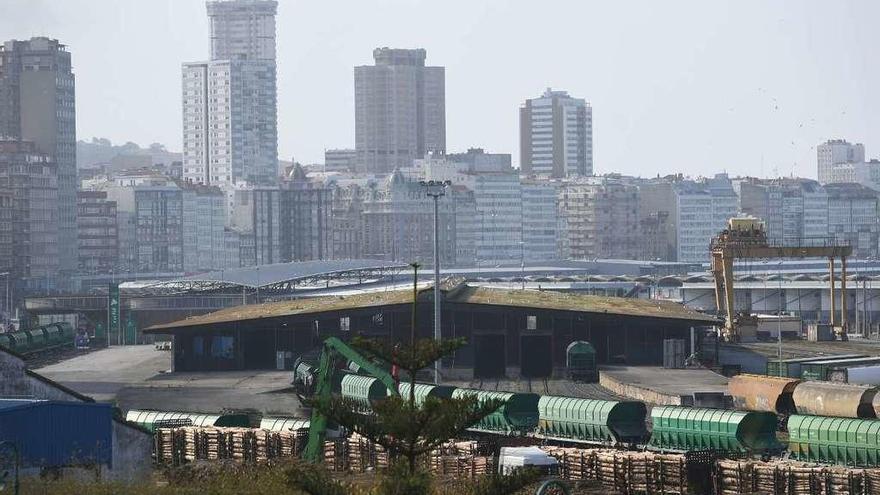 La terminal de San Diego y la lonja, con la ciudad al fondo.