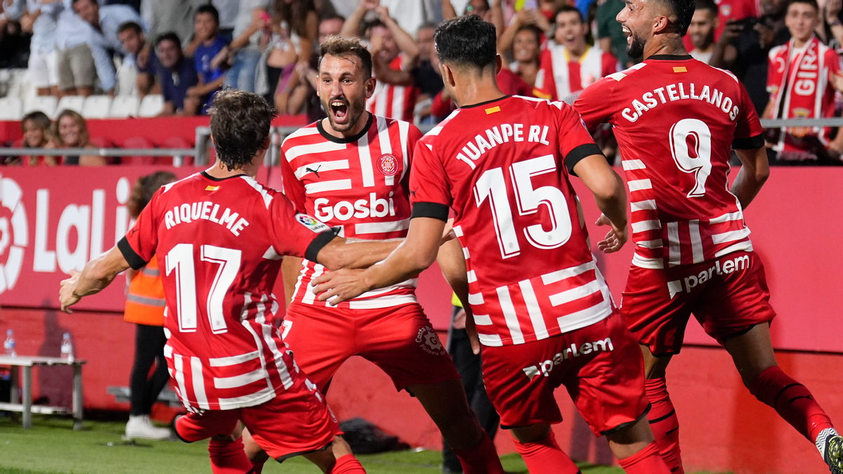 Stuani celebrando el gol ante el Getafe