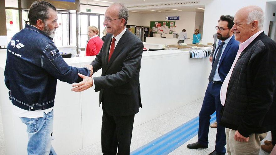 Antonio Banderas, Francisco de la Torre y José Seguí durante la presentación de su proyecto para el Astoria.