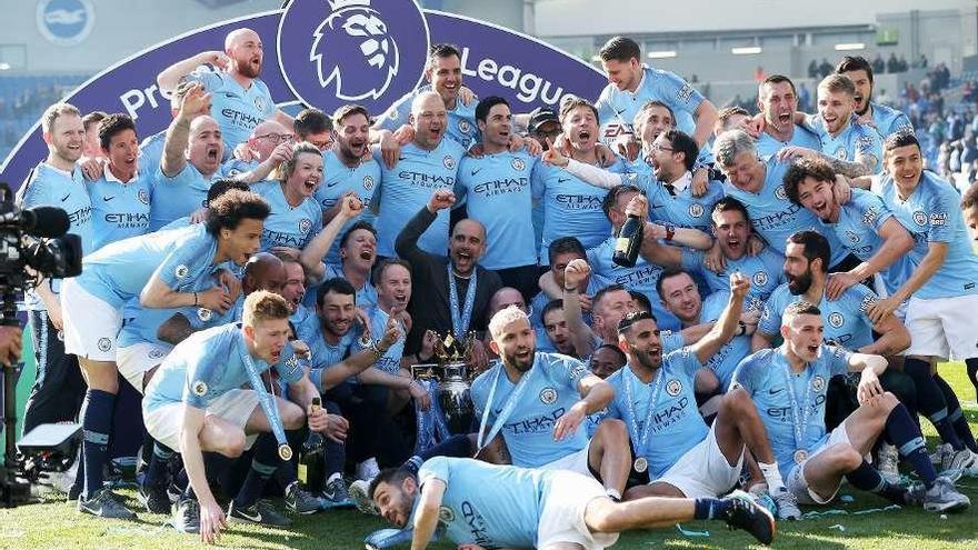 El Manchester City festeja el último título de Liga. // Efe