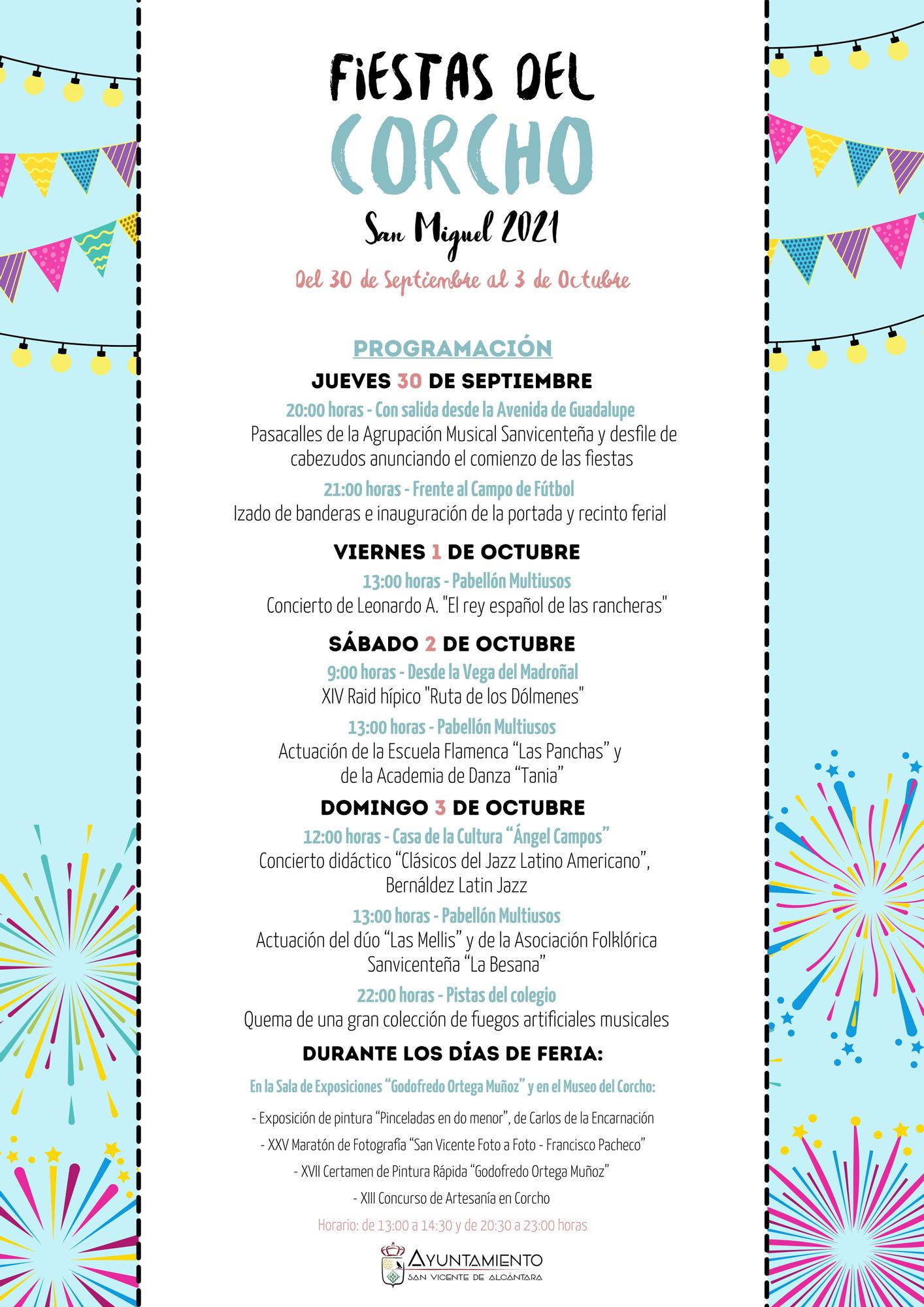 Programa de la Feria de San Miguel y Fiestas del Corcho 2021 (I) Programa de la Feria de San Miguel y Fiestas del Corcho 2021 (I)