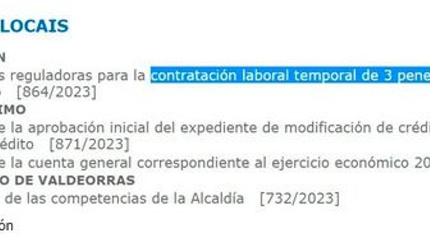 La picante oferta de empleo de un ayuntamiento de Orense: &quot;Se buscan tres penes&quot;