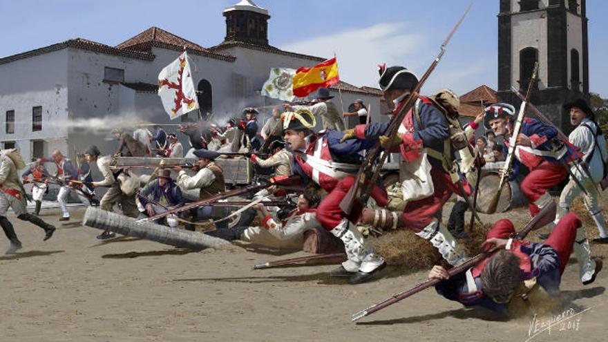 Ilustración de la batalla contra las tropas inglesas en Santa Cruz.