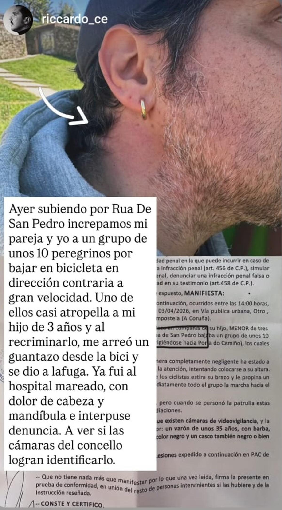 Captura de pantalla de la publicación en la que el afectado denuncia los hechos