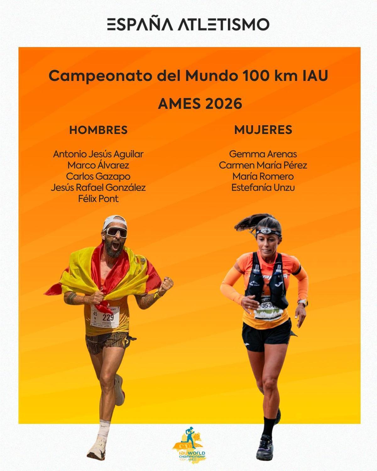 El equipo español para el Mundial de 100 kilómetros