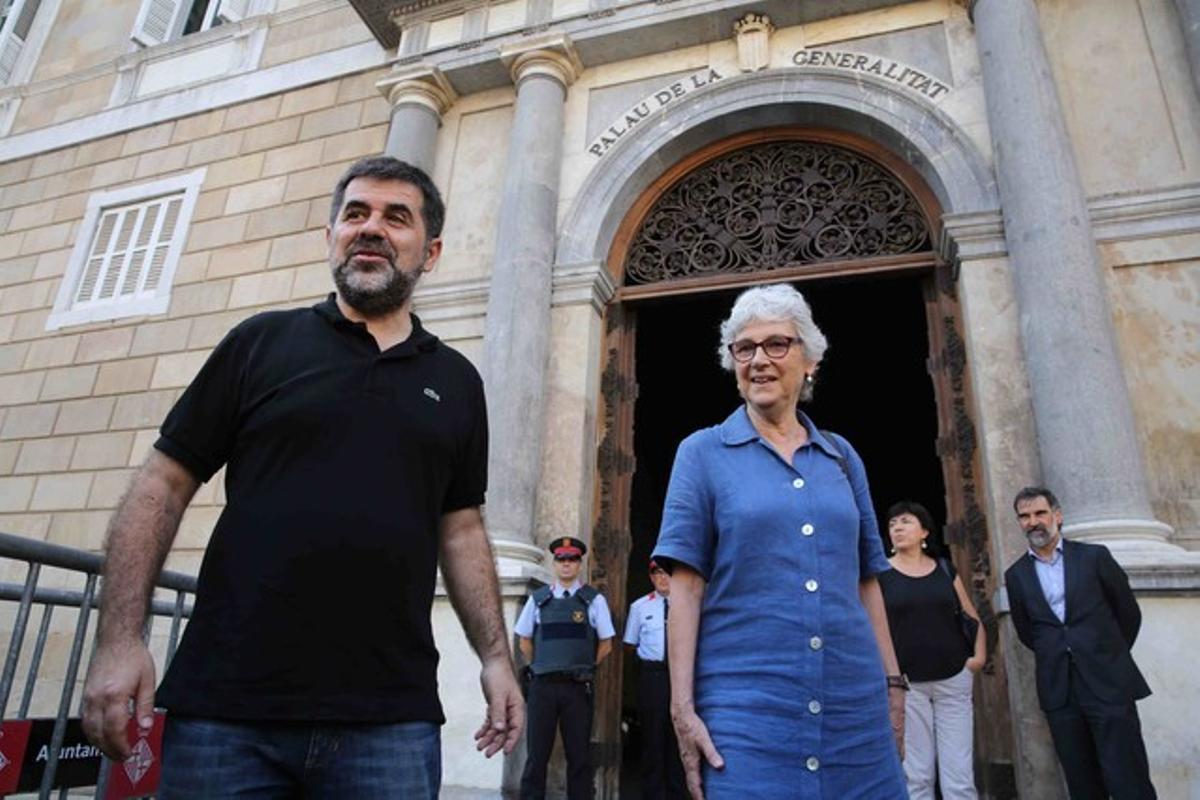 El president de l’ANC, Jordi Sánchez, i la presidenta d’Òmnium, Muriel Casals, aquest dimarts.