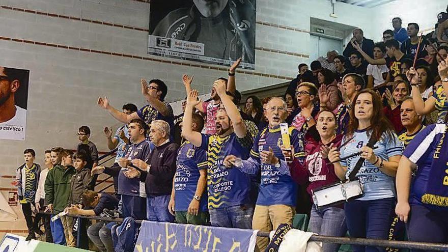 La &quot;marea azul&quot; no cesó de animar durante todo el partido. // G. Núñez