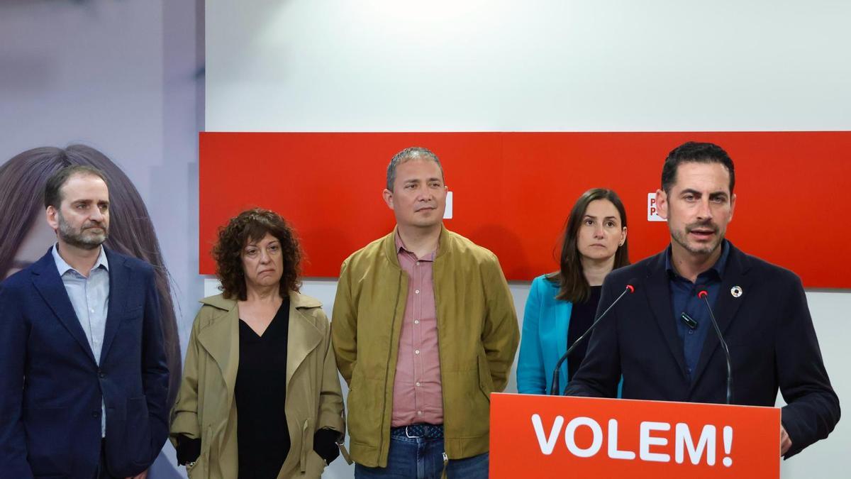 Bielsa presenta el programa del congreso provincial del PSPV, este martes.