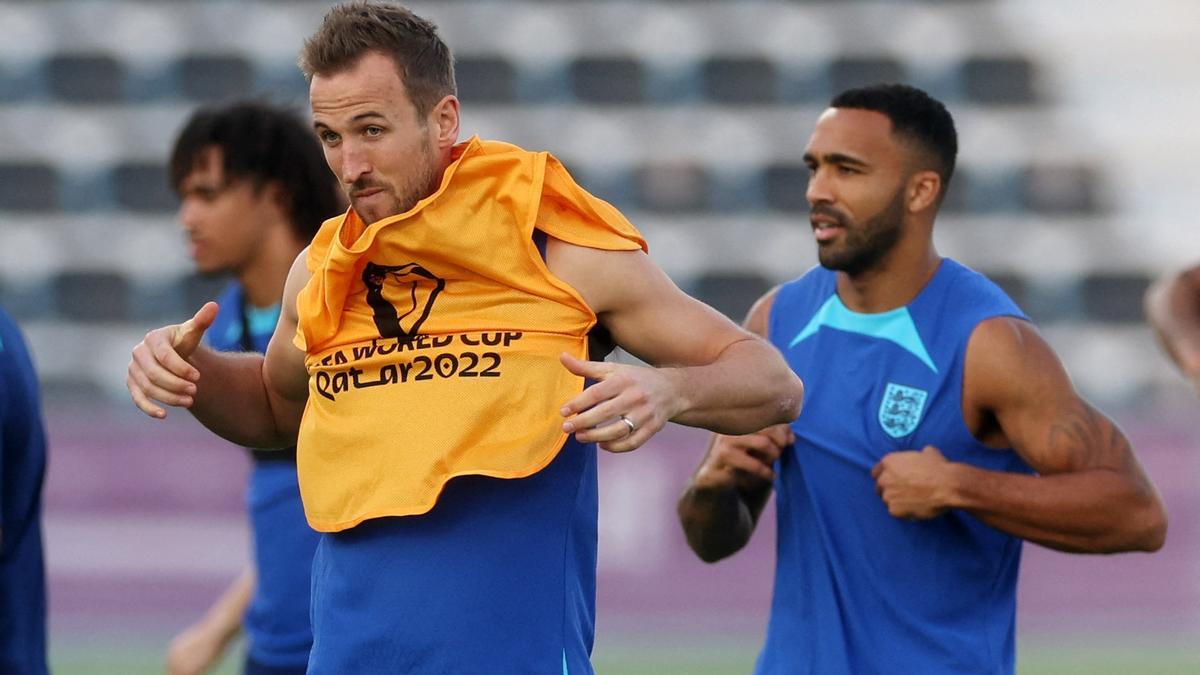 Harry Kane, ayer durante el entrenamiento de Inglaterra.