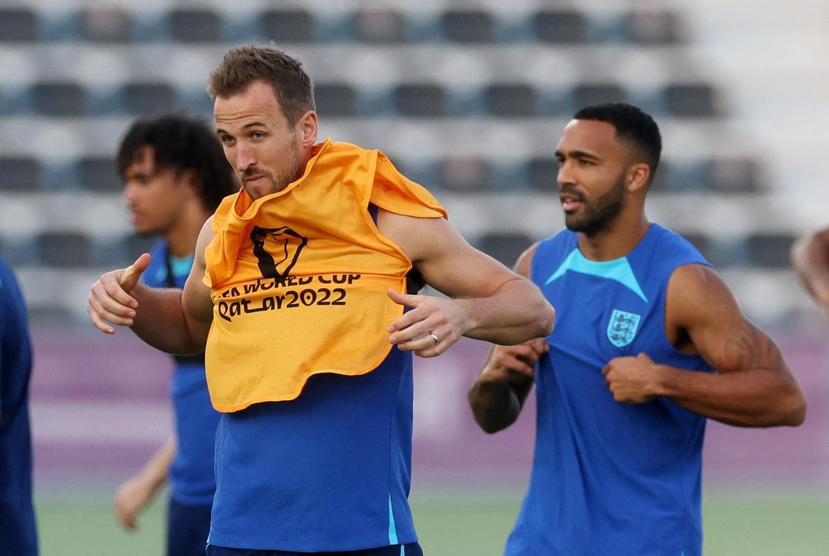 Harry Kane, ayer durante el entrenamiento de Inglaterra.