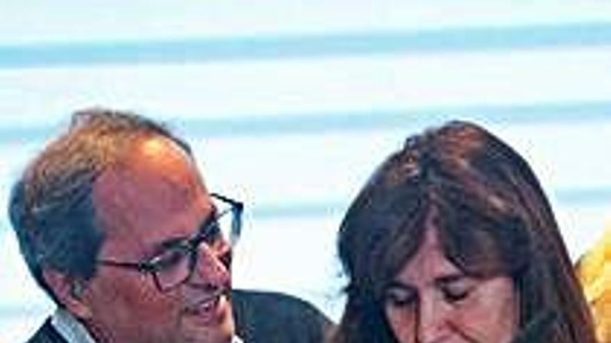 Laura Borràs amb el president català, Quim Torra, anit
