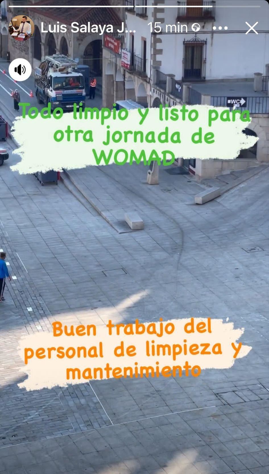 Luis Salaya publica un post sobre la limpieza la primera jornada de Womad.