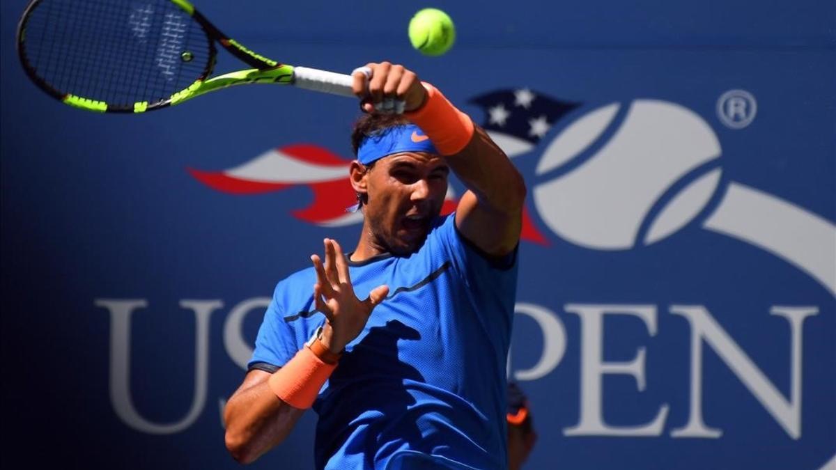 Nadal, durante el partido ante el uzbeko Istomin en Nueva York.